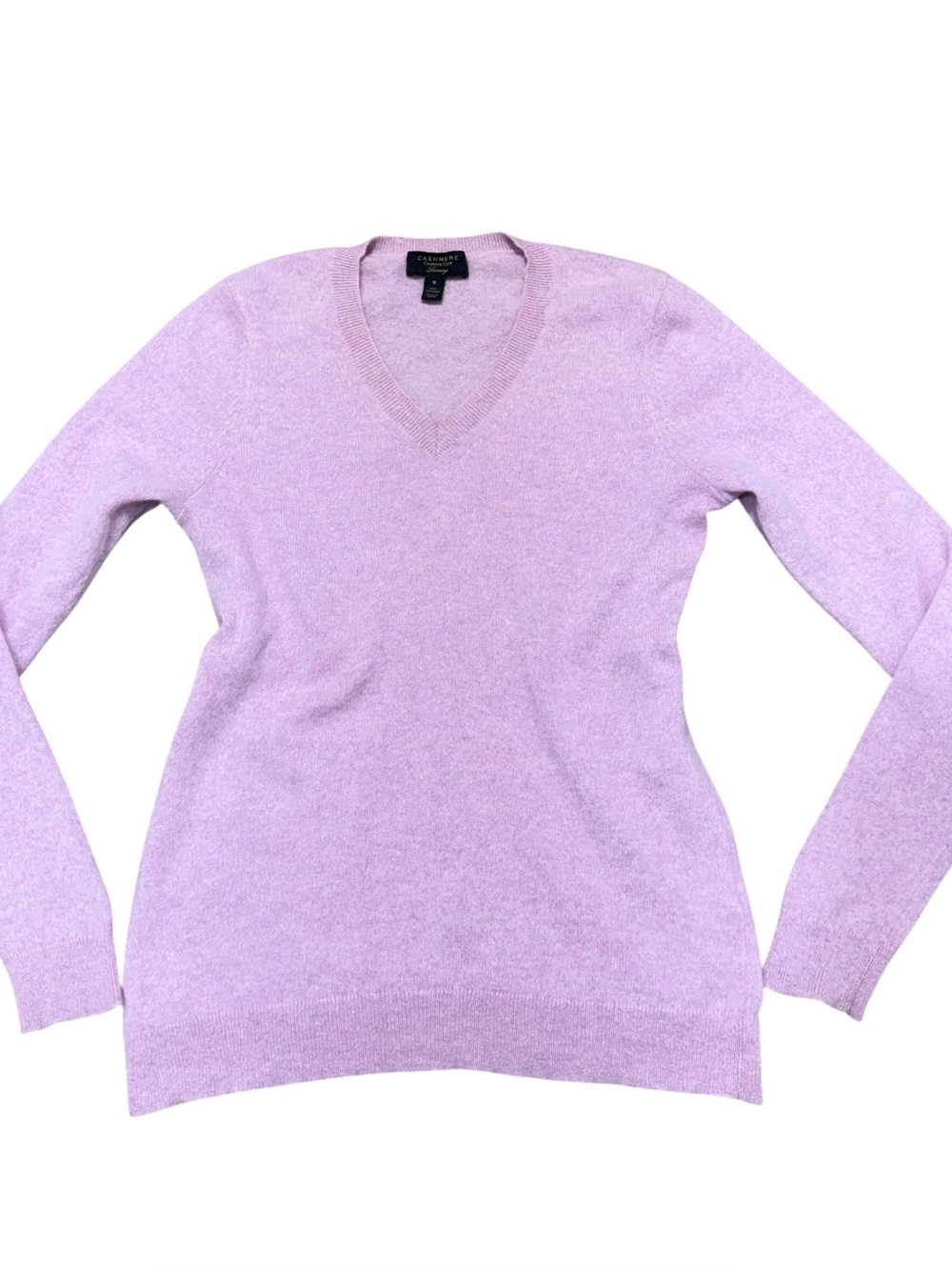 Charter Club Luxury Womens M 100% Cashmere Sweater Pink V Neck Long Sleeve Pink